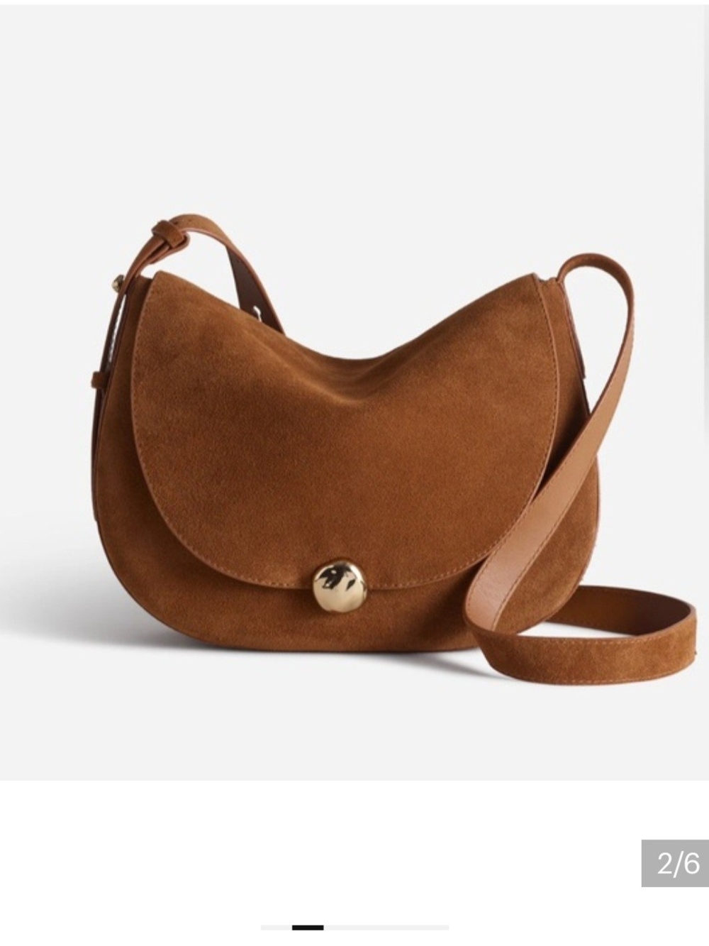 Brown Suede Crescent Crossbody Bag